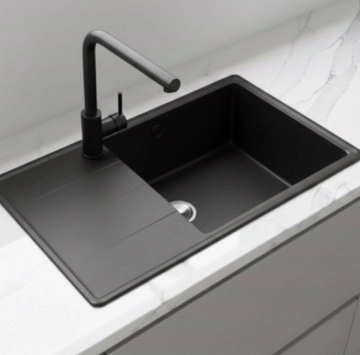 Кухненска мивка 78/50см. в цвят черен/Black Pearl